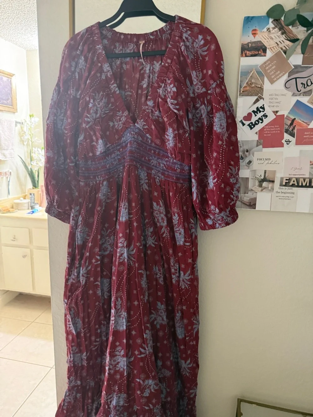 Free People Burgundy Floral Maxi Dress - Picture 3 of 3